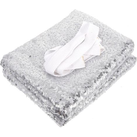 Rideau de Fond à Paillettes Argentées, Fond à Paillettes Argentées en Polyester, Respirant, Simple et Raffiné, pour Mariages et Photos, Argenté (1/5)