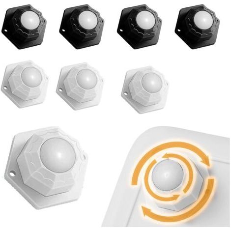 Sollbry 8 Pièces Mini Roulettes Auto-Adhésives, Mini Roulette Roulette Pivotante , Roulettes pour Meubles Silencieuses à 360 Degrés (1/4)