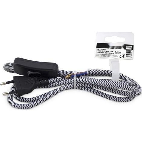 1,5 m Connexion avec Interrupteur Blanc/Noir