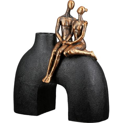 Vase Résine Noir Aspect Métallisé Largeur 23 cm Forme Homme Femme (1/4)