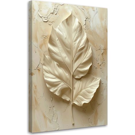 Quadro su tela, Foglia d'oro decorativa in una composizione 3D minimalista. - 20x30 (1/2)