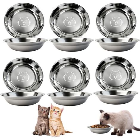 Filiyano-Ensemble de 6 gamelles en acier inoxydable 304 pour chats, chiots, hamsters, lapins, chiens et autres petits animaux. Faciles à nettoyer. (1/5)