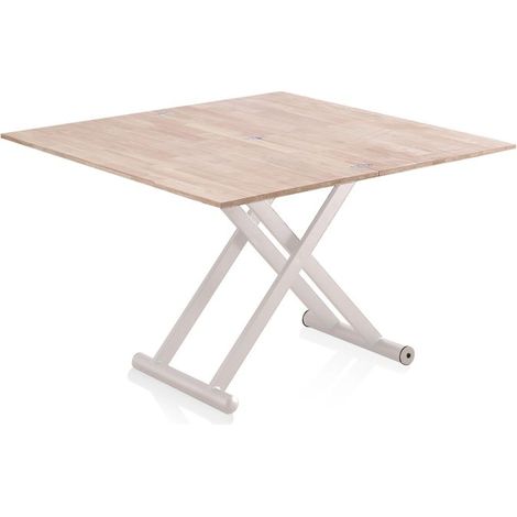 Mesa de centro elevable extensible Katia Roble - Blanco 110cm (ancho) x 76cm (alto) (1/5)