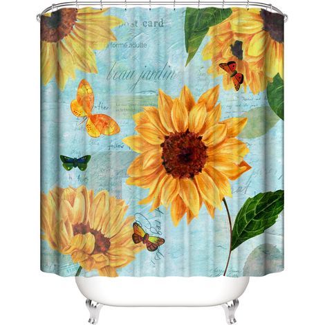 Rideau de douche tournesol 180 x 180 cm (Fraîcheur), Rideau de douche tournesol