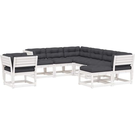 Maison Exclusive - Set Salotto Giardino 8pz con Cuscini Bianco Legno Massello Pino
