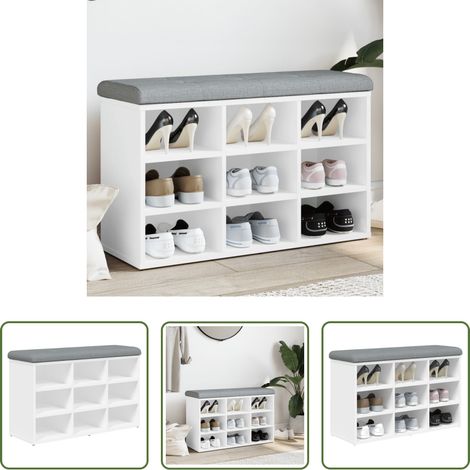 vidaXL Schuh aufbewahren - Schuhbank Weiß 82 x 32 x 50 cm Holzwerkstoff (1/5)