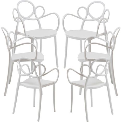 Packs Sillas Jardín - Pack 6 Sillas Sky con Reposabrazos - Blanco (1/5)