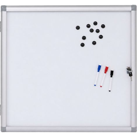 Schaukasten HHG-950, Magnettafel Whiteboard Memoboard Pinnwand, Aluminium abschließbar inkl. Zubehör 65x68x7cm (1/5)