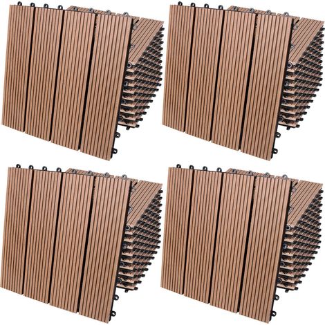 Deuba – Dalles clipsables en bois composite WPC 30 x 30 cm – Antidérapantes et résistantes aux intempéries – Système de fixation par clips – Pour terrasse et balcon