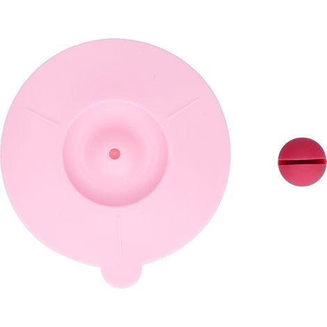 Couvercle de tasse en silicone avec cuillère intégrée, adsorption puissante, coins arrondis, toucher délicat, rose (1/5)
