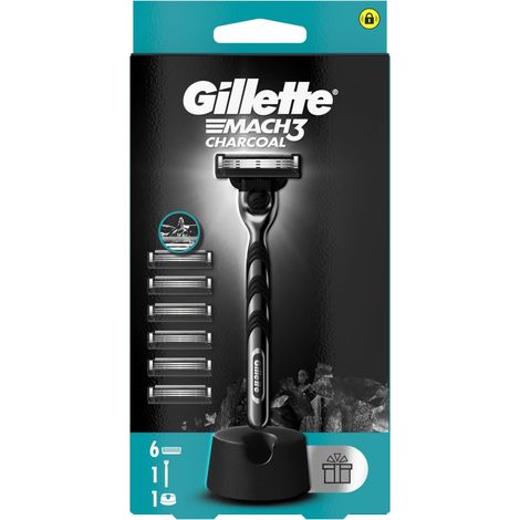 Rasoio Gillette Mach3 Charcoal a 6 lame con supporto (1/5)