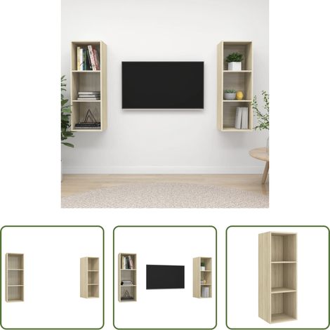 Wandregal - TV-Wandschränke 2 Stk. Sonoma-Eiche Holzwerkstoff (1/5)