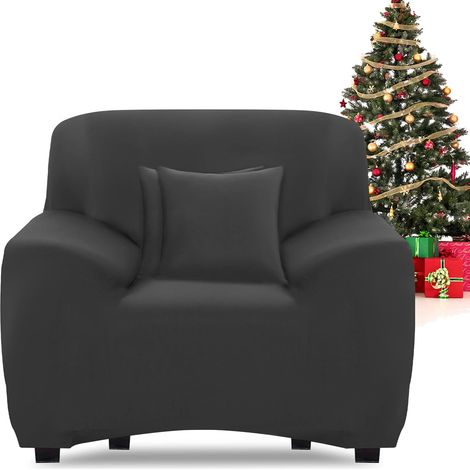 Housse de Canapé Extensible 1 Place Revêtement de Canapé avec Accoudoirs Universel Lavable Antidérapante Élastique Couverture de Canapé à Accoudoirs Protector Decoration pour Canapé,Gri-Foncé (1/5)