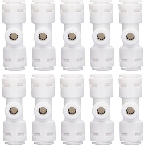 Packung mit 10 3-Wege-T-Stücken, 1/4"- und 3/8"-Schlauchverbinder aus lebensmittelechtem PP für Wasserreiniger (1/5)