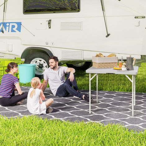 Table camping pliante Blanc réglable 2 hauteurs HDPE/métal 86x86x74 cm