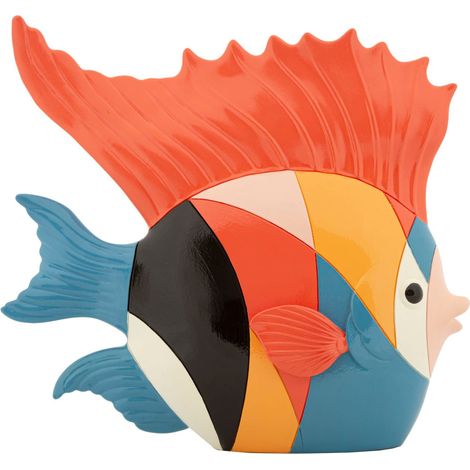 Scultura decorativa in resina multicolore, 28x8x25 cm – Pesce Rubic (1/5)
