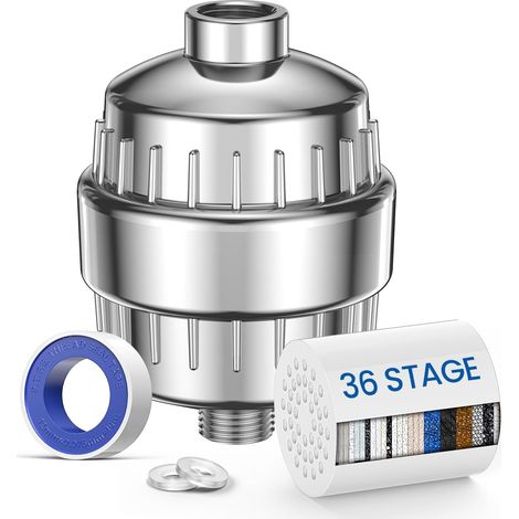 Filtre de douche à 36 niveaux, filtre de douche à la vitamine C pour eau dure, filtre de douche avec 1 cartouche filtrante, filtre de douche pour adoucisseur d'eau, filtre anti-calcaire pour (1/5)