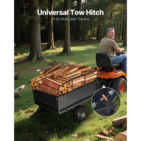 Remorque à Benne Basculante, 481 L, Remorque de Tracteur Tondeuse à Gazon de Jardin en Acier, Capacité de Charge 272 kg, avec Pneus… (1/5)