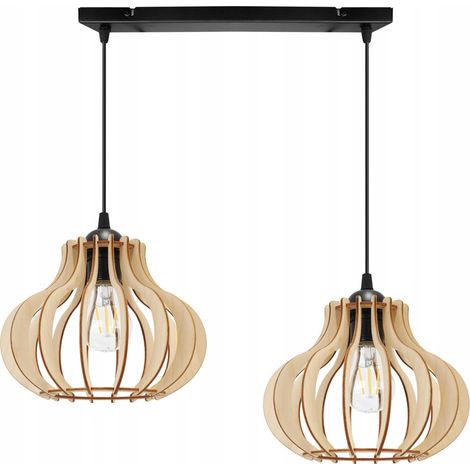 Hängelampe, Deckenleuchter, Holz, LED-Lampenschirm