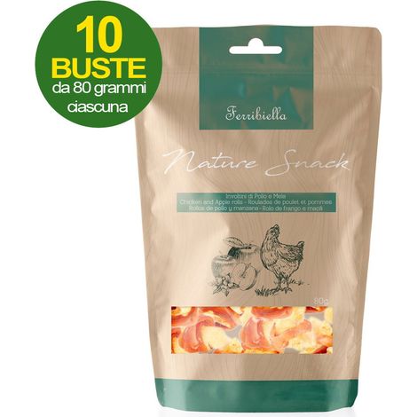 Nature Snack involtini di pollo e mela per cani 10 buste da 80 g cad (1/2)