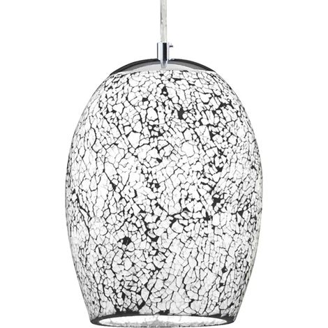 [GEBRAUCHT] B-Ware Searchlight Hängeleuchte Pendelleuchte Crackle Glas Chrom Weiß Mosaik