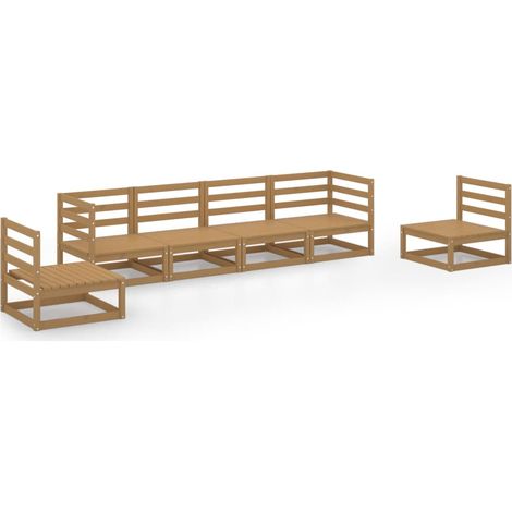 Set Salotto da Giardino 6pz Marrone Ambra Legno Massello Pino vidaXL (1/5)