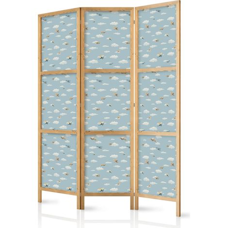 Paravent artgeist bambou bleu 135 cm 3 panneaux