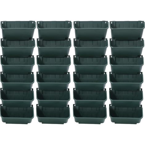 Lot de 24 pots de fleurs muraux verticaux avec drainage et réservoir d'eau, sacs de plantation suspendus pour herbes, fleurs, légumes, intérieur et extérieur (vert armée)
