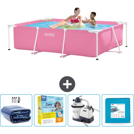 Intex-Schwimmbecken mit rechteckigem Rahmen – 220 x 150 x 60 cm – Rosa – im Lieferumfang enthalten Accessoire CB67