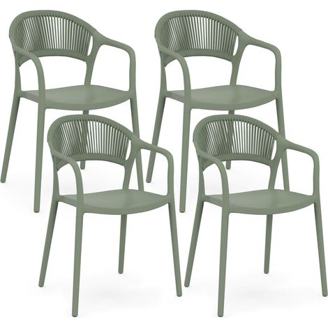 Lot de 4 chaises de jardin empilables ODELIA en polypropylène et cordage vert (1/5)
