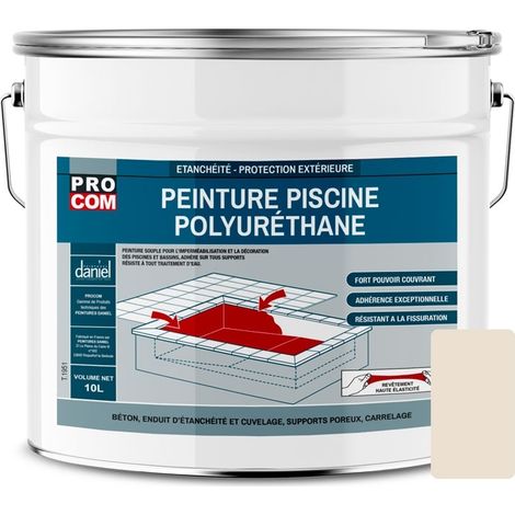 Procom – Peinture piscine béton polyuréthane 10L – Revêtement étanche et souple – Haute adhérence sur ciment et enduit – Résiste aux traitements d'eau