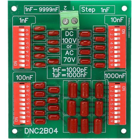 Programmierbare Kondensatorplatine, 4-stelliger Dekadenkondensator, DC 100 V, AC 70 V, hochpräziser 1-nF-Polypropylen-Folienkondensator (1 nF–9999 nF), stabile Struktur für elektronische Tests (1/5)