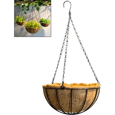 Pot de fleurs suspendu en noix de coco, pot de fleurs en fer forgé décoratif pour plantes succulentes, support mural, jardinière de balcon. (1/5)