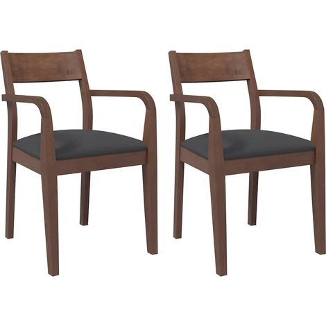 Lot de 2 Chaises à manger,Chaise de cuisine coussins marron bois massif caoutchouc CFW97140 (1/5)