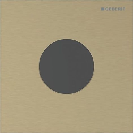 Geberit Typ 40 Urinalsteuerung mit elektr. Spülauslösung, Netzbetrieb, Abdeckplatte rund, Messing gebürstet, Easy to Clean (1/5)
