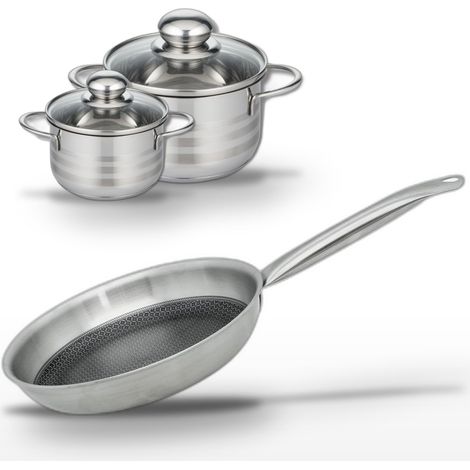Lot Poêle 28cm & 2 Faitouts 12/16cm Elo Relief Solution (1/5)