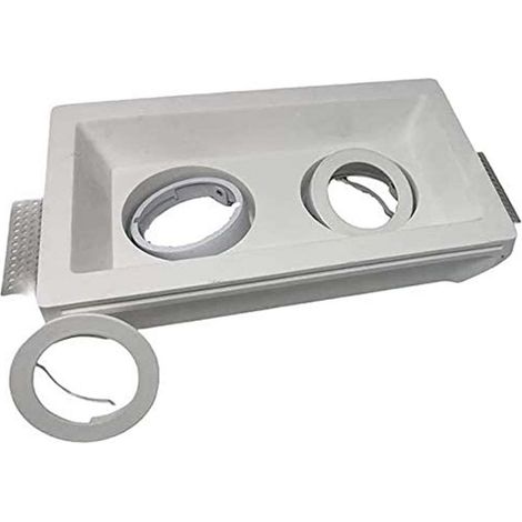 Portafaretto da incasso in gesso a scomparsa doppio portalampada orienhtabile supporto per faretti gu10 e mr16 (1/4)