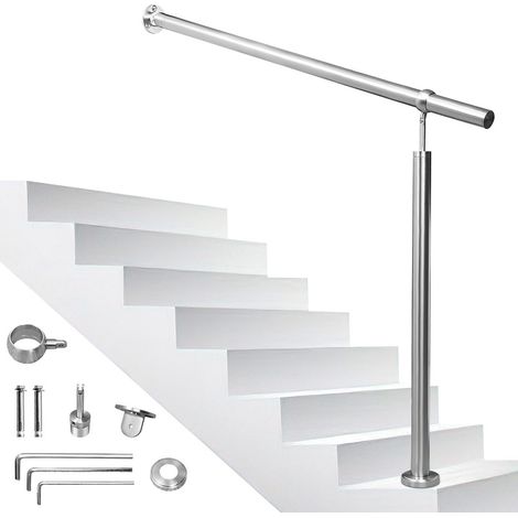 SWANEW Rampe d'escalier Main Courante pour Escalier Extérieu intérieur extérieur entrée Maison Fixation Mur Angle réglable Matériel Montage Inclu 180cm (1/6)