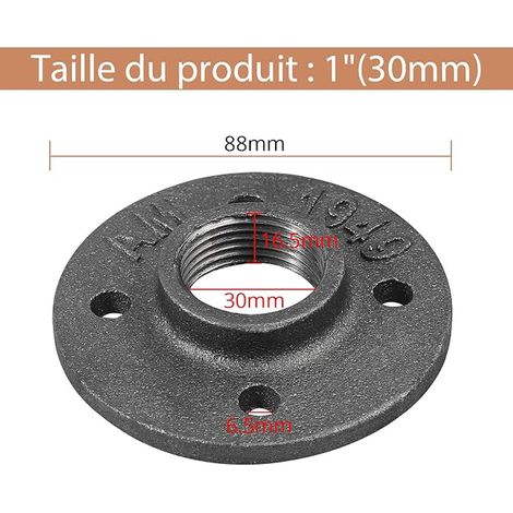 Raccord de Tuyau À Bride Filetée Brides BSP Tuyau En Fonte Malléable pour Tuyau Mur Étagère Support Étagère Robinet De Sol Diamètre Intérieur 30mm Noir (1/4)