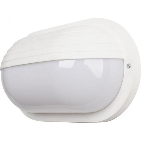 Aplique ext.oval canopus grande1xe27 policar.blanco 10x26x15 cm ip44