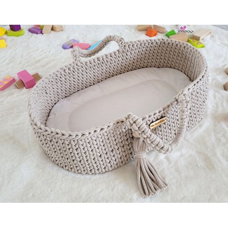 Cesta porta-bambole in cotone stile boho - beige chiaro (1/5)