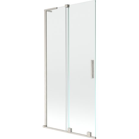 Mexen Velar L paroi de baignoire 2 panneaux coulissants 90 x 150 cm, transparent, nickel brossé - 896-090-003-01-97 (1/2)