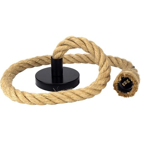 Vintage Industrial Style Pendant Light Loft Lamp Single Head Hemp Rope Hanging Lamp for Cafe Restaurant Bar (Bulb Not Included) [Energy Class A+] (1/5)