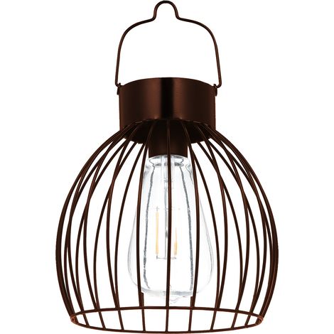 Ortviai Suspension solaire en cage d'oiseau pour extérieur – Lampe à détecteur de luminosité, IP65, 600 mAh, bronze