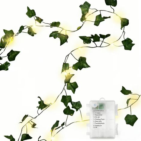 Guirlande Lumineuse Feuillue - 33 Pieds - 100 LED Blanc Chaud - Fonction Télécommande - Pour Décoration Intérieure Extérieure - 1 Pièce (1/5)