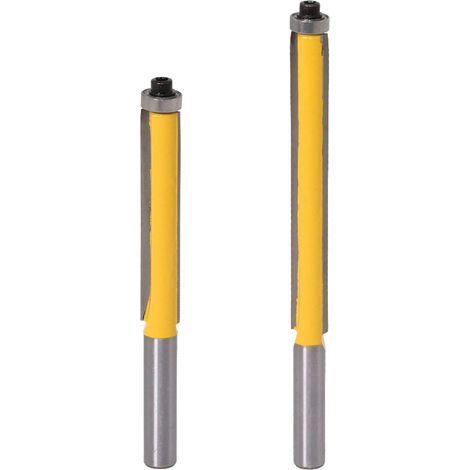 2 tiges 8mm Fraise à affleurer avec roulement supérieur, Fraise à copier extra-longue pour bois
