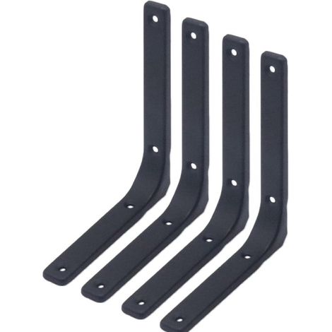 Juego de 4 piezas de soportes de 6 x 5 pulgadas de largo，robustos soportes de pared en forma de L，adecuados para estantes y armarios de madera (1/5)