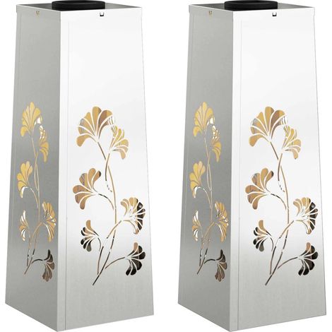 Set di 2 lampade da giardino solari LED dal design moderno 18 x 18 x 50 cm in acciaio ruggine 020052571