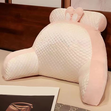Coussin appui-tête de lit Ice Bean, oreiller de dossier moelleux, grand coussin de dossier pour canapé, oreiller de lit, lecture au lit, lapin rose d'été (1/4)