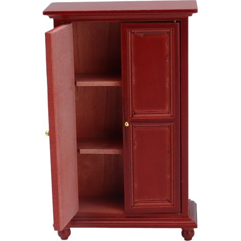 Armoire miniature en bouleau rouge pour maison de poupée à l'échelle 1:12, meubles miniatures en bois, décoration pour maison de poupée (1/5)